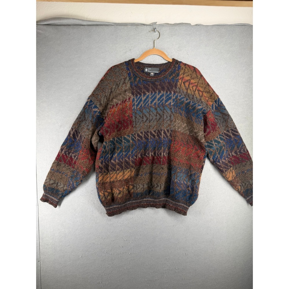 INTI for George Alexander Mens Large Alpaca Sweater Geometric Bolivia w/ FLAW